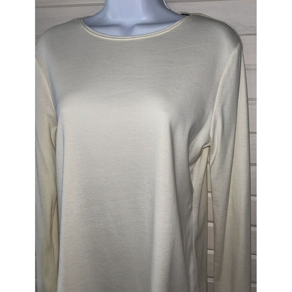NWT Talbots Sz MEDIUM Ivory L/S Talbots Tee Tunic 100% Pima Cotton Round Neck